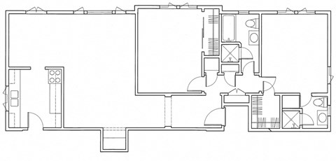 Floor plan for 2 beds, 2 baths, 1150 sqft